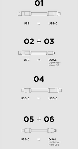 6-in-1 Keychain Charging Cable- Assorted Color