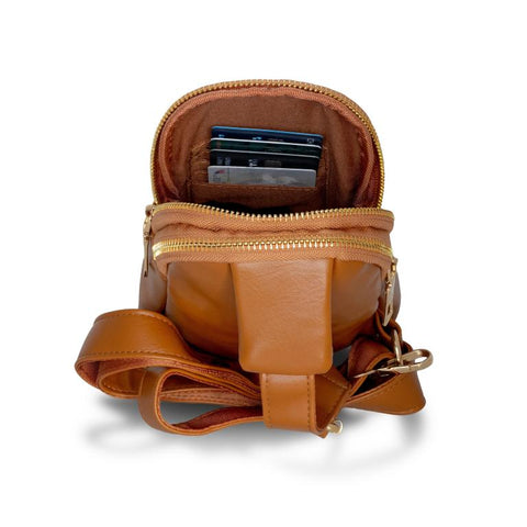 Unisex Real Leather Sling Bag Fanny Crossbody