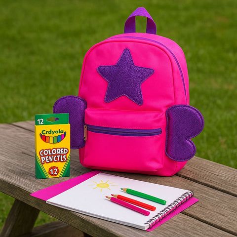Bright Pink & Purple Star Backpack – Perfect for Preschool and School Adventures
