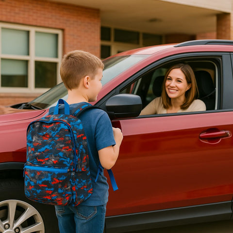 Stealth Strike 16” Blue Red Camo Backpack – Bold Rugged School Gear for Boys