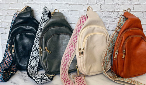 Vegan Leather Crossbody Sling Bag with Credit Card Slots