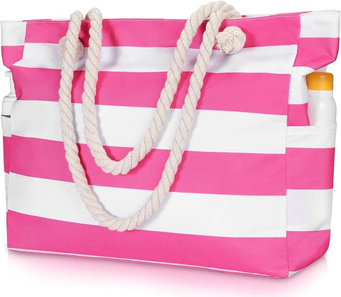 Large Beach Pool Outing Picnic Tote with Zipper