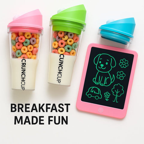 CrunchCup + LCD Drawing Tablet Bundle – Sip, Crunch & Create Anywhere