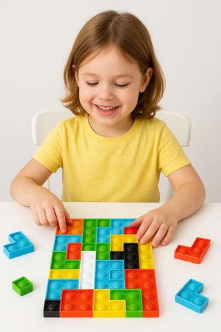 Colorful Fidget Popit Block Set – Interactive Sensory Fun for All Ages