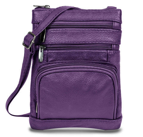 Krediz Genuine Leather Cross Body Handbag - Soft & Durable Crossbody Bags- 3 Sizes Multiple Colors