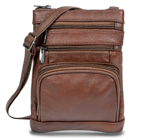 Genuine Leather Crossbody Bag - Multi-Size Options (Standard, Plus, XL)