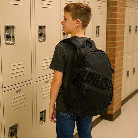 UNLSH 18” Black Performance Laptop Backpack – Sleek, Bold & Built for Action