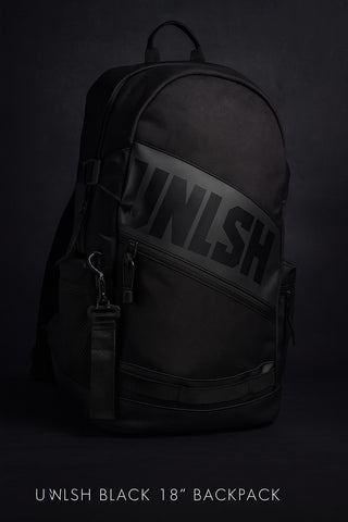 UNLSH 18” Black Performance Laptop Backpack – Sleek, Bold & Built for Action