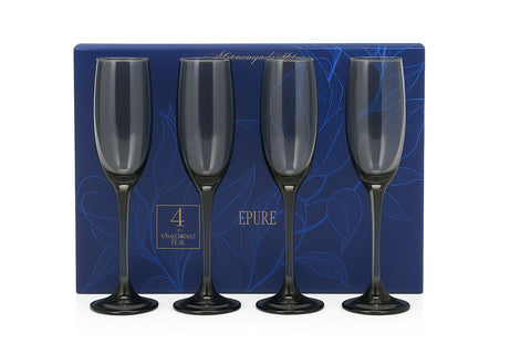 Epure Glassware – Superior Flute 6.5oz Smoke Spray (4pc Set)