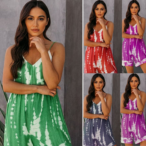 Jumpsuits for Women Casual Summer Rompers Sleeveless Loose Spaghetti Strap Baggy Overalls Jumpers with Pockets