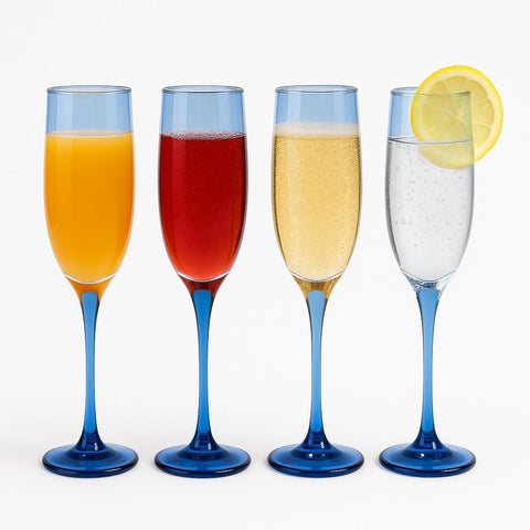 Epure Glassware – Superior Blue 6.5oz Champagne Flutes Glasses Set of 4