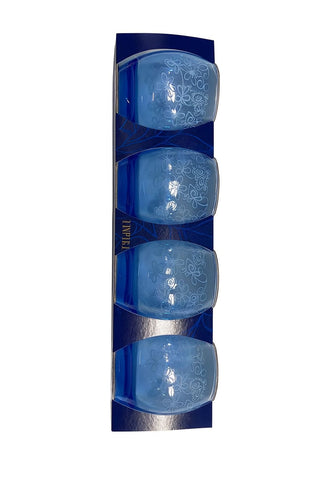 Epure Denali Rocks Glasses – 13.75 oz Blue Spray with Elegant Floral Print Cups– Set of 4