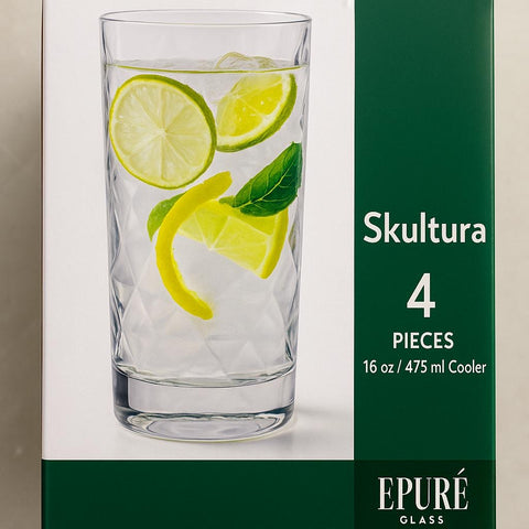 EPURÉ Skultura 16 oz. Cooler Glasses – Set of 4