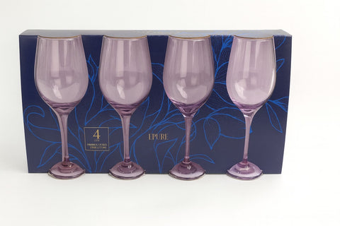 Epure Glassware – Set of 4 Superior 16.5oz Wine Glasses (Purple Spray Color)
