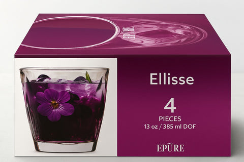 EPURE Elisse Luxe Faceted Glass 13 oz Cups (Set of 4)