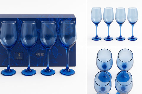 Epure Superior Blue Wine Glass Set – 16.5oz (490ml) – Elegant 4-Piece SleeveEpure Superior Blue Wine Glass Set – 16.5oz (490ml) – Elegant 4-Piece Sleeve