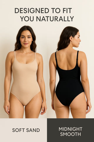 Women’s Shaping Bodysuit – Seamless Stretch Fit, Breathable Comfort, Everyday Layering Essential (Soft Sand & Midnight Smooth)
