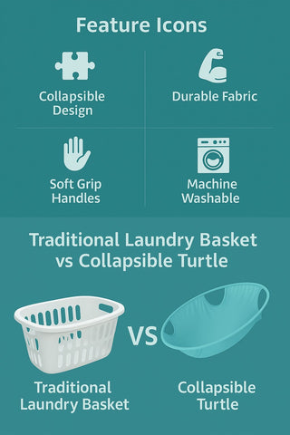Collapsible Turtle Easy Carry Laundry Hamper