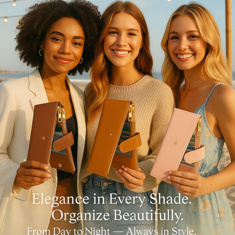 Genuine Leather Folding Snap Wallet – 19 Card Slots with Dual Zipper Pocket and ID Card Slot