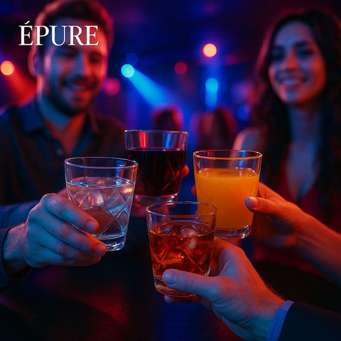 EPURE Elisse Luxe Faceted Glass 13 oz Cups (Set of 4)