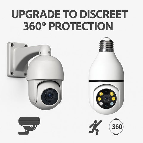 5G WiFi Bulb E27 Security Camera – 1080P HD, Full-Color Night Vision, Motion Detection, Auto Tracking, Two-Way Audio, Indoor Smart Surveillance with 16GB/32GB/64GB Storage