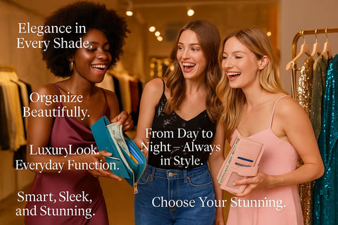 Genuine Leather Folding Snap Wallet – 19 Card Slots with Dual Zipper Pocket and ID Card Slot