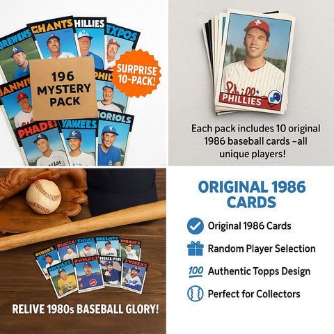 1986 Vintage Baseball Cards – Surprise 10 Pack (Original Topps Collection)