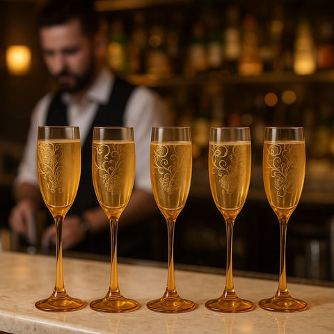 Epure Glassware – Superior 6.5oz Amber Champagne Flute Set of 4