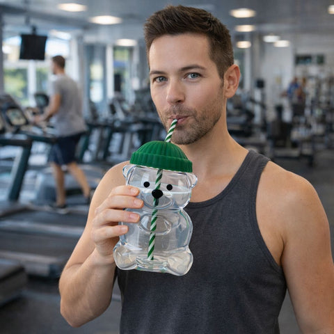 Cute Bear Reusable Cup with Straw