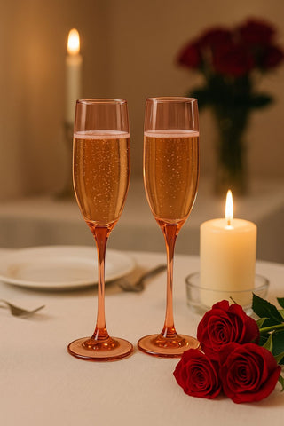 Epure Superior Flute – 6.5 oz Red Spray Champagne Glasses Set of 4