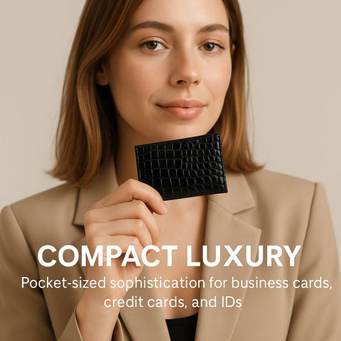 Crocodile-Textured Leather Card Holder – Compact Convenient Card Holder