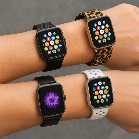 GEN TEK 6-Pack Watch Band Bundle – Mesh, Leather & Scrunchie Collection (42/44/45mm)