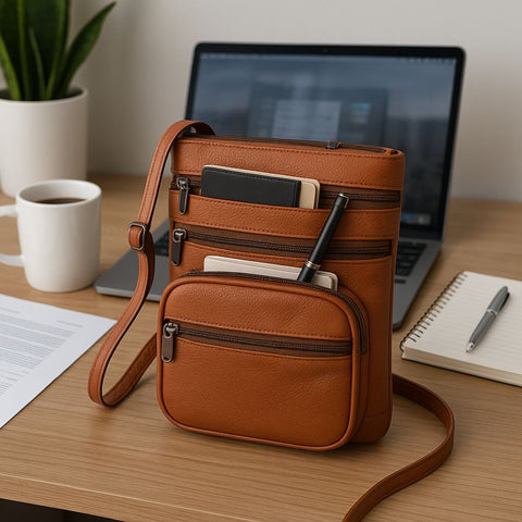 Elegant Everyday Crossbody Bag- 100% Real Leather