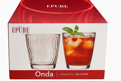 Epure ONDA DOF Tumbler 13 oz. Glass Cups - Set of 4