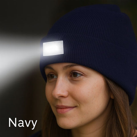 Unisex LED Beanie Hat with Rechargeable Headlamp – Hands-Free Light for Outdoor, Work & Everyday Use