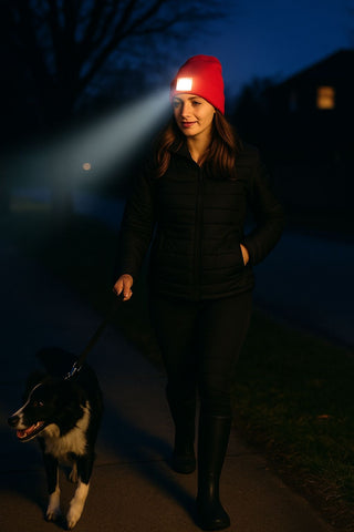 Unisex LED Beanie Hat with Rechargeable Headlamp – Hands-Free Light for Outdoor, Work & Everyday Use