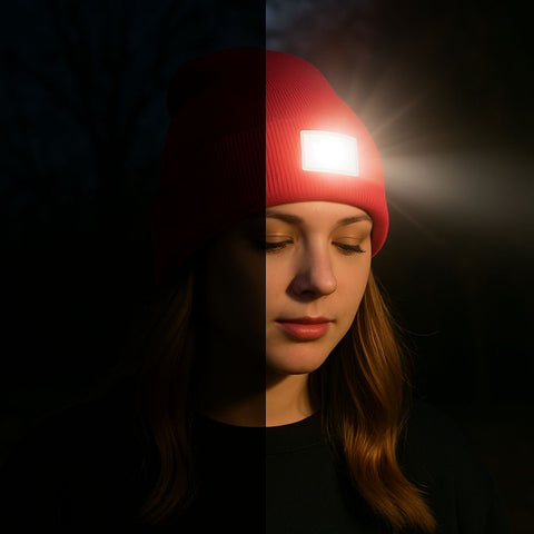 Unisex LED Beanie Hat with Rechargeable Headlamp – Hands-Free Light for Outdoor, Work & Everyday Use