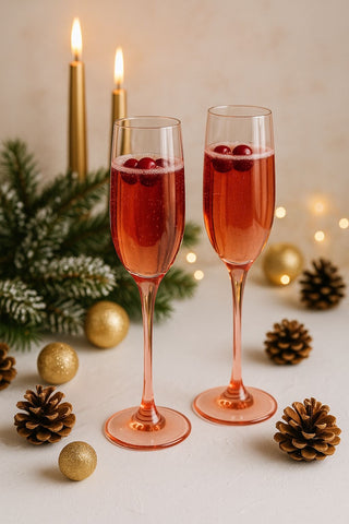 Epure Superior Flute – 6.5 oz Red Spray Champagne Glasses Set of 4