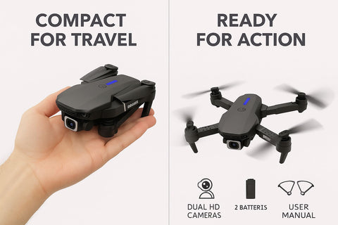 Foldable Dual Camera Drone with Remote Controller – Compact Design, Wi-Fi Control & Long Battery Life
