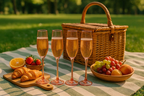 Epure Superior Flute – 6.5 oz Red Spray Champagne Glasses Set of 4