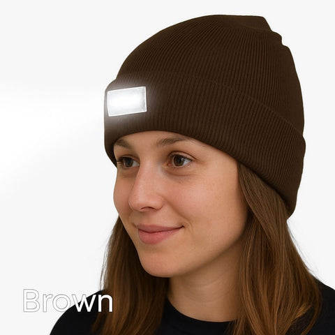Unisex LED Beanie Hat with Rechargeable Headlamp – Hands-Free Light for Outdoor, Work & Everyday Use