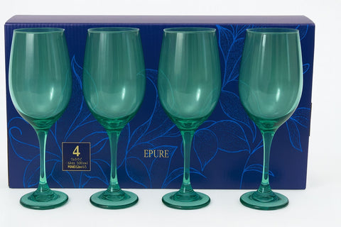 Epure Glassware – Superior Wine Glasses, 16.5oz (490ml) – Green Spray Color, 4-Piece Sleeve