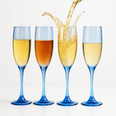 Epure Glassware – Superior Blue 6.5oz Champagne Flutes Glasses Set of 4