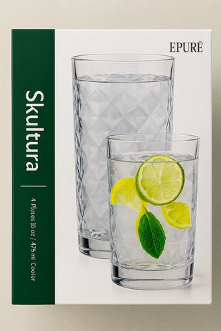 EPURÉ Skultura 16 oz. Cooler Glasses – Set of 4