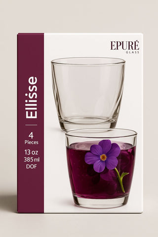 EPURE Elisse Luxe Faceted Glass 13 oz Cups (Set of 4)