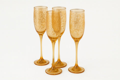 Epure Glassware – Superior 6.5oz Amber Champagne Flute Set of 4