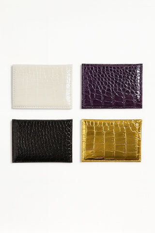Crocodile-Textured Leather Card Holder – Compact Convenient Card Holder