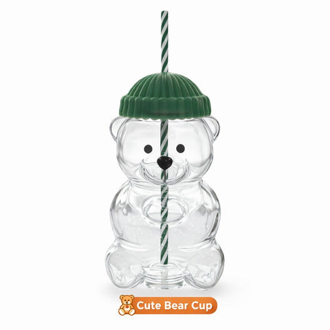Cute Bear Reusable Cup with Straw