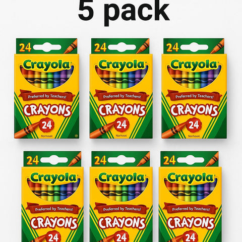 Crayola Crayons 5 Pack – 24 Count Each (120 Crayons Total)