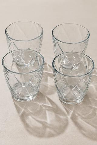 EPURE Elisse Luxe Faceted Glass 13 oz Cups (Set of 4)